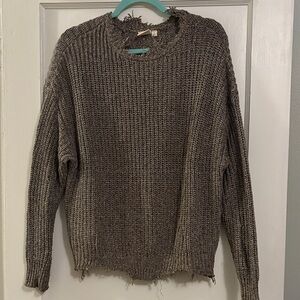 White Crow Textured Knit Sweater - Brownish Gray